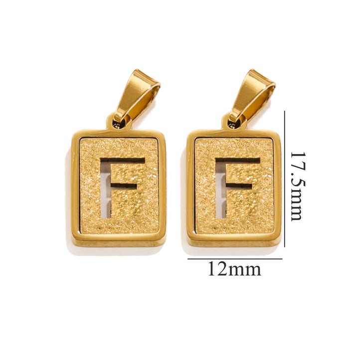 1 Piece Simple Fashionable Style Square Letter F Shape Titanium Steel  Gold Color Unisex Pendant 